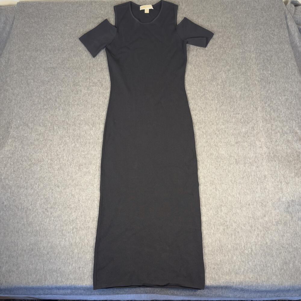 MICHAEL Michael Kors Dress Womens Medium Black Cold Shoulder Sweater Bodycon